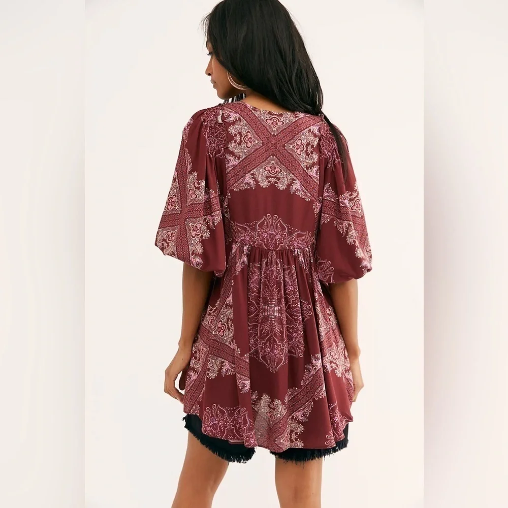 FREE PEOPLE Girl Talk Tunic In Pink
